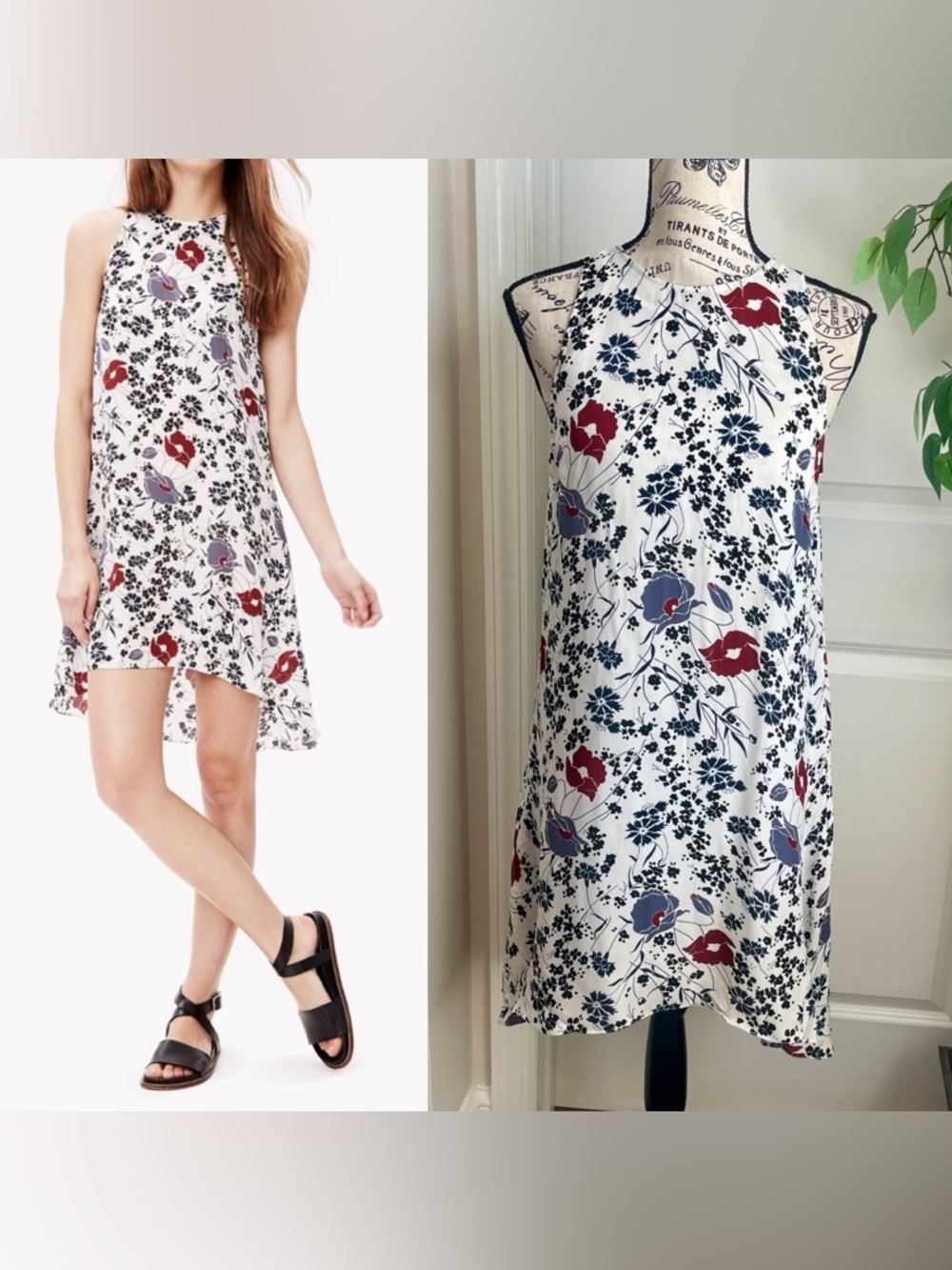 Theory Adlerdale Floral Sleeveless Shift Dress White Sz 0